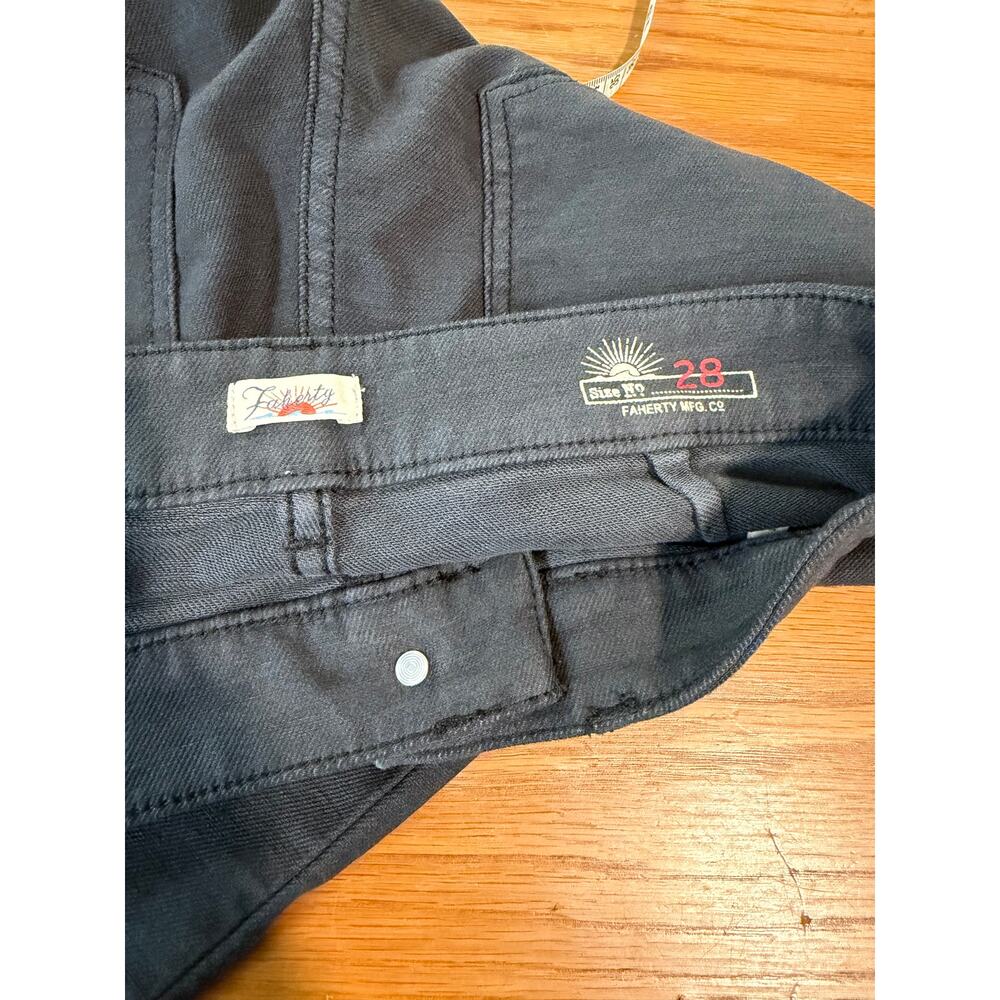 Faherty Stretch Terry Patch Pocket Pants High Rise Wide Leg Washed Black - Picture 9 of 13
